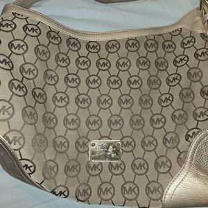 Michael Kors Tan and Gold Shoulder Bag